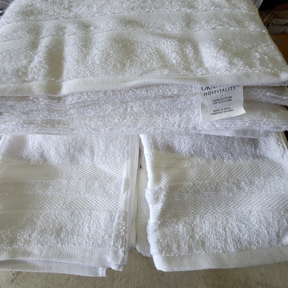 Towel set 3 piece white cotton bath and hand towel - Picture 1 of 2